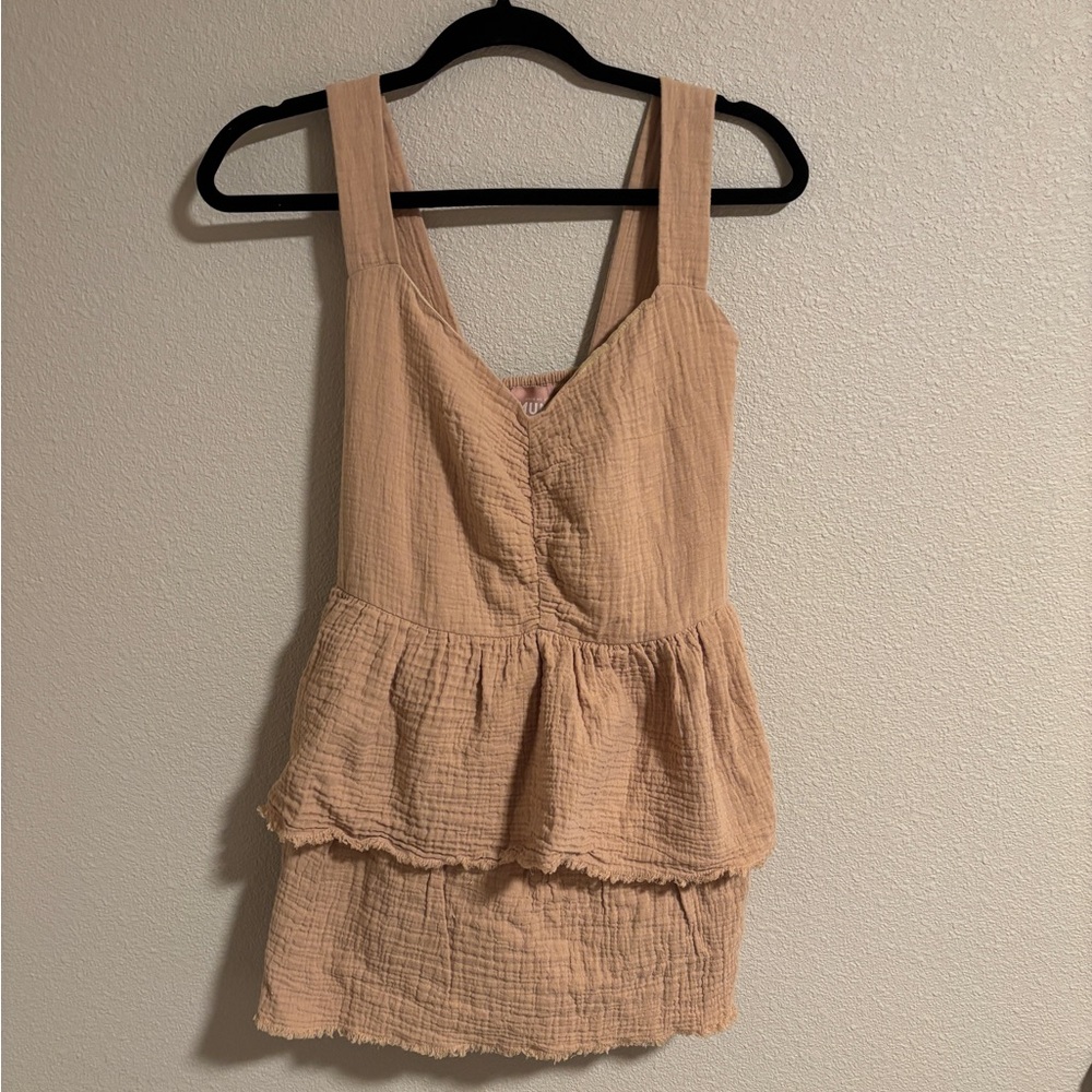 Show Me Your MuMu Tan Cosmo mini dress